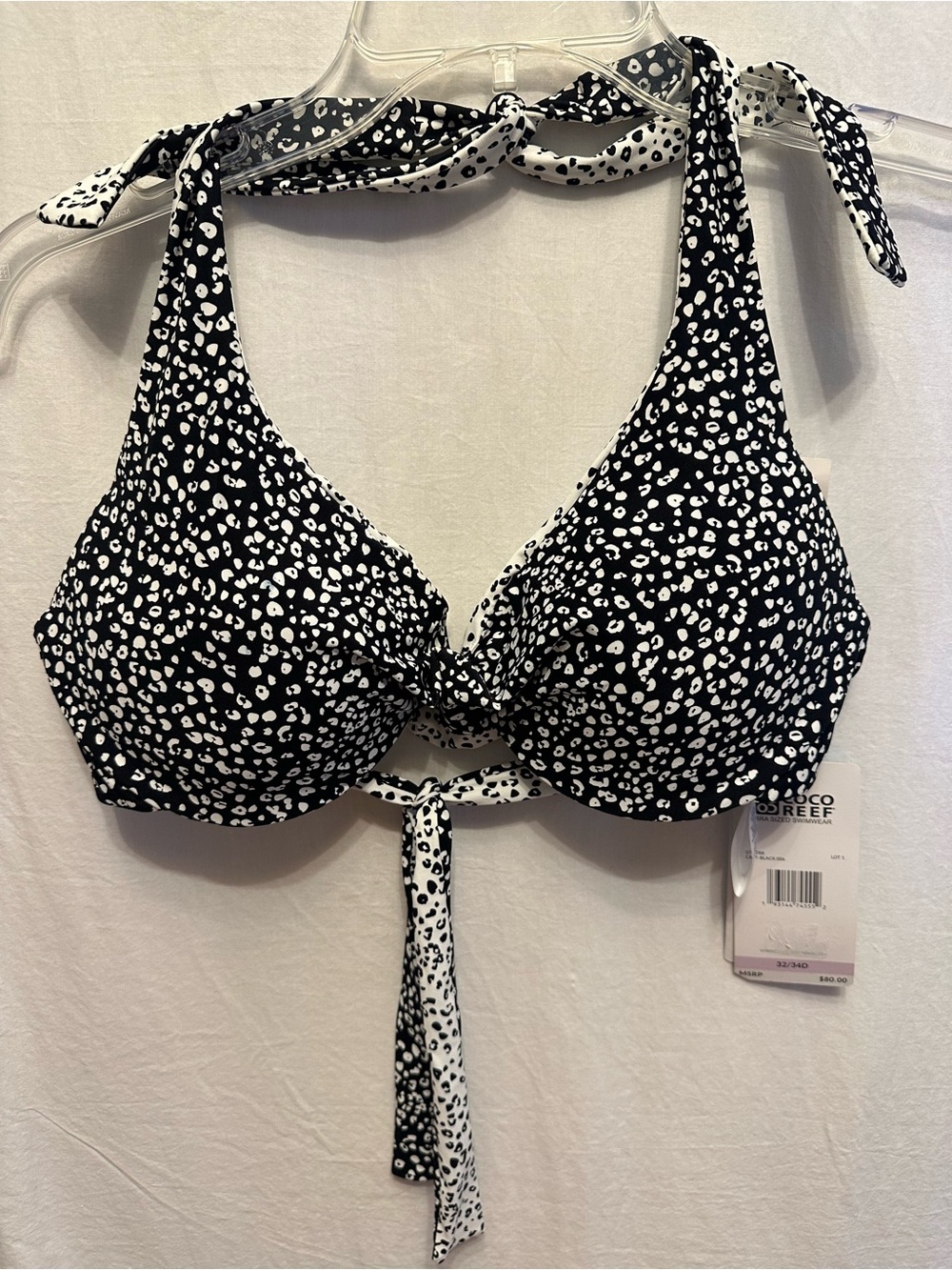 Coco Reef Reversible Animal Print Underwire Bikini Top NWT 32/34D